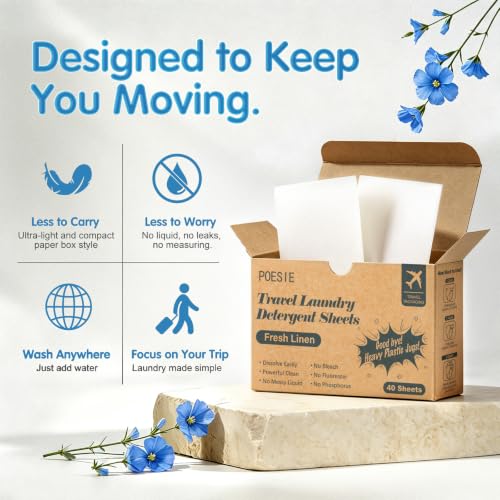 Travel Laundry Detergent Sheets Fresh Linen 40 Count