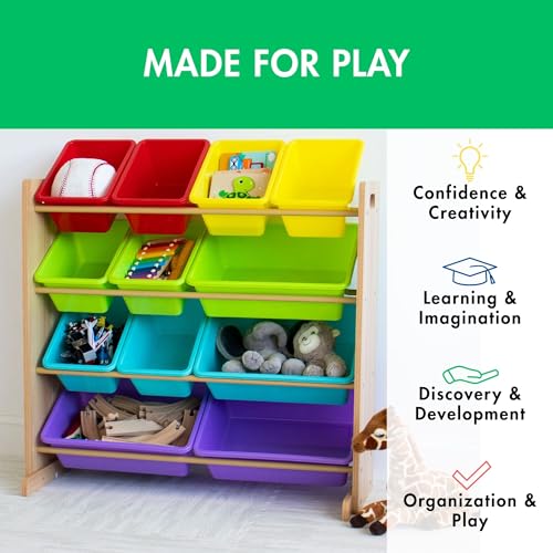 Kids Toy Storage Organizer with 12 Plastic Bins (12 Count)