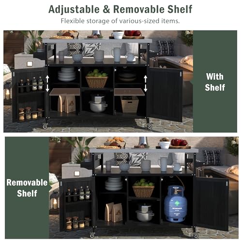 Outdoor Grill Table with Stainless Steel Top