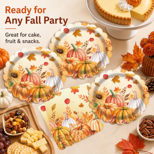 40 Pcs Fall Pumpkin Dessert Plates and Napkins Sets (40 Count)