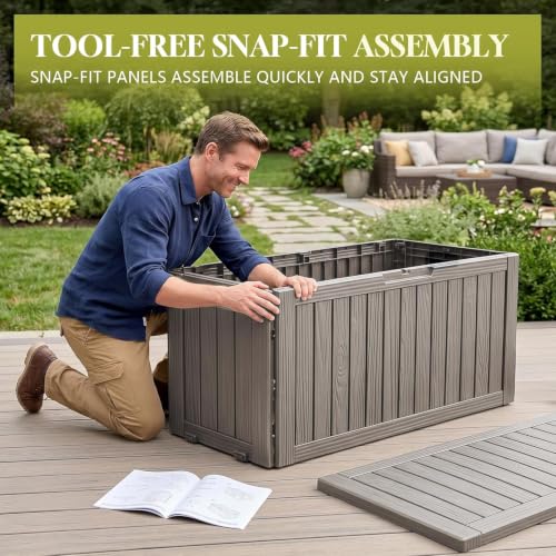130 Gal Package Delivery Box Lockable Outdoor Storage Boxes Grey