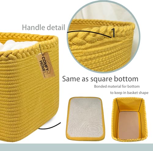 Cotton Rope Woven Basket with Handles for Shelves