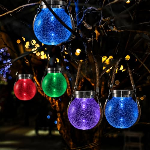 Solar Glass Jar Lantern RGB Color Changing (6 Count)