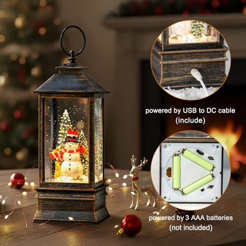 Christmas Snow Globes Water Lantern with Snowman
