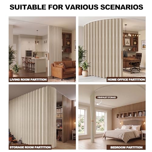 ILRON Accordion Folding Room Partition with Ceiling Track