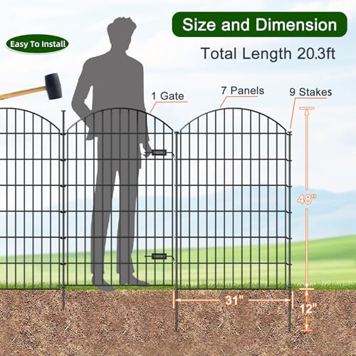 Metal Garden Fence with Gate 48 in x 20.3 ft (11692.8 sq in)
