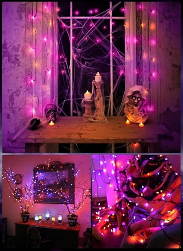 Orange and Purple Battery Operated Christmas String Lights