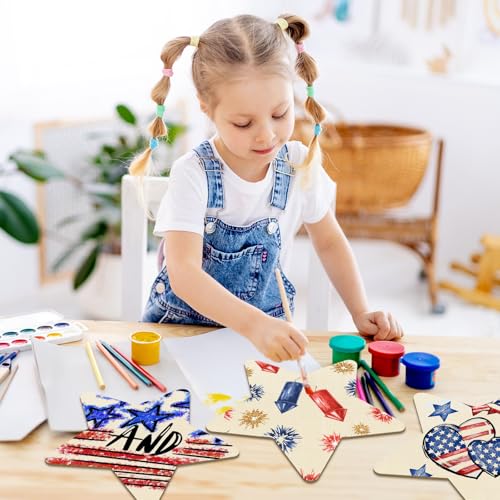 Large Size Wooden Star 4th of July Ornaments to Paint (6 Count)