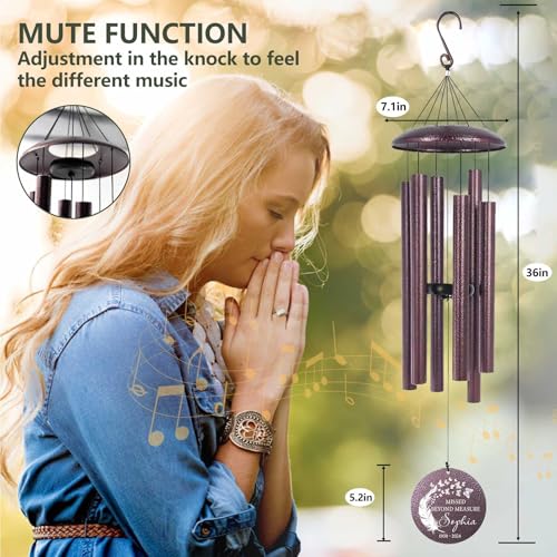 36" Large Deep Tone Personalized Sympathy Wind Chimes