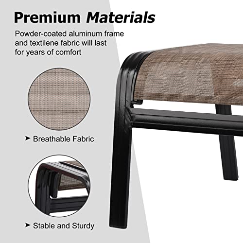 Patio Ottoman Outdoor Footstools Assembled Aluminum Footrest Small Seat for Balcony (2 Count)