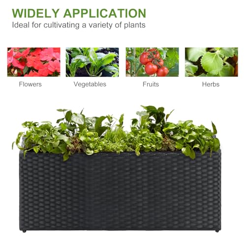 Large Rectangular Block Planter Box Handmade Wicker Tall Planters for Outdoor Plants with Removable Liners Modern Planter for Indoor Outdoor Patio Deck