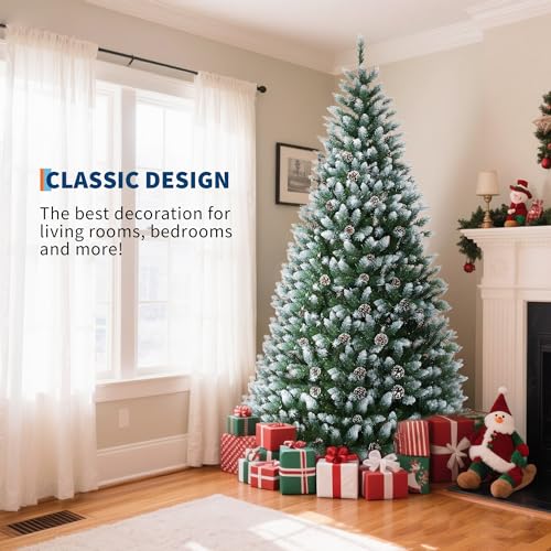 9FT Pre Lit Artificial Christmas Tree with White Lights