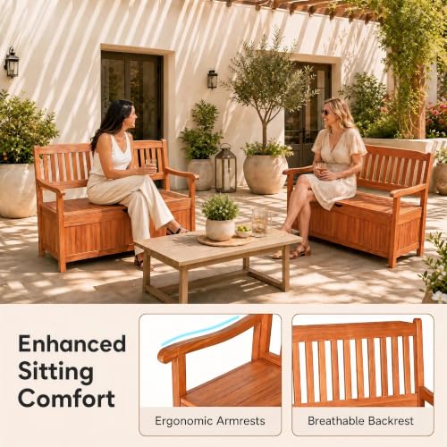 Outdoor Wood Storage Bench Deck Box