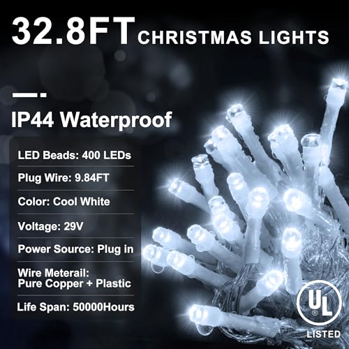 Christmas Lights Outdoor Decorations 33ft 400 LED Hanging Light