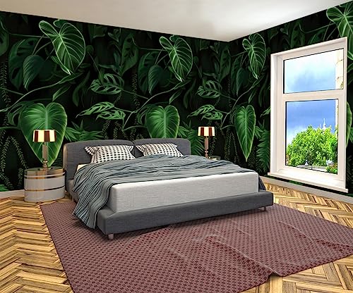 Gree Tropical Plant Leaf Peel and Stick Wallpaper Mural for Bathroom