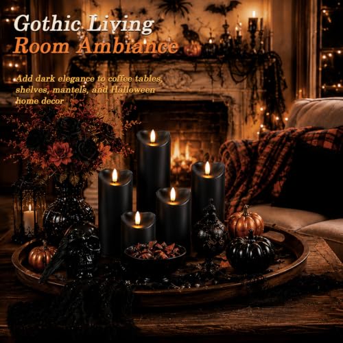 Halloween Black Waterproof LED Candles with Remote Timer