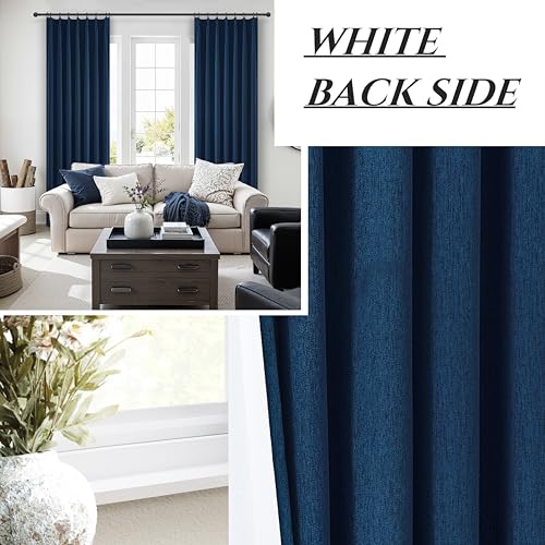 Navy Blue Blackout Curtains 90 Inch Length for Kids