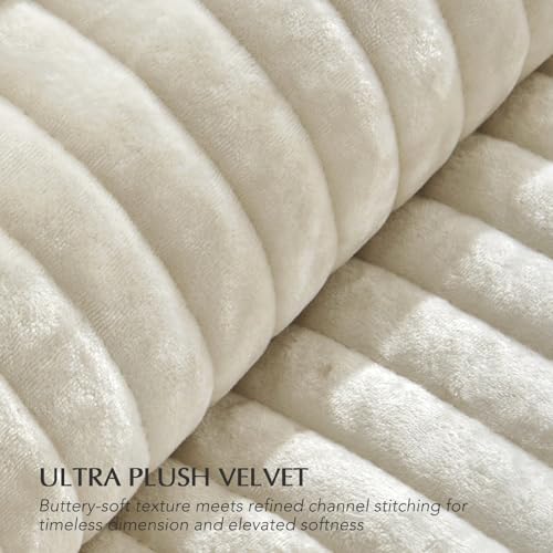 Stripe Channel Luxury Velvet Quilt Set King Size
