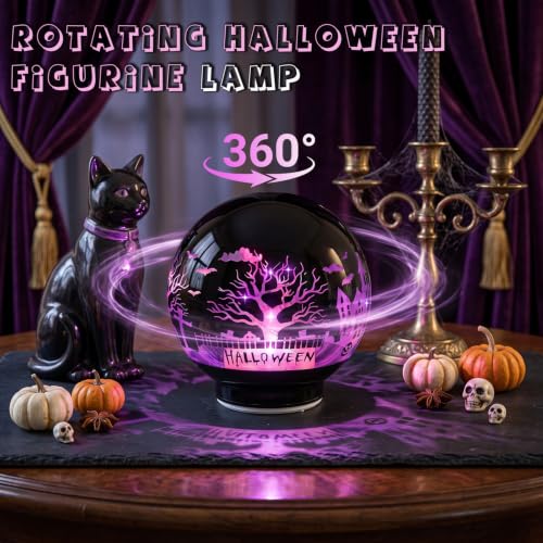 Halloween Decorations Rotating Lamp with Timer 360 Spooky Figurine Light