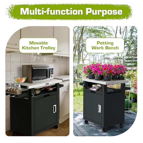 Grill Table with Storage Cabinet