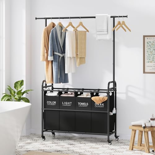 Laundry Sorter with Hanging Bar