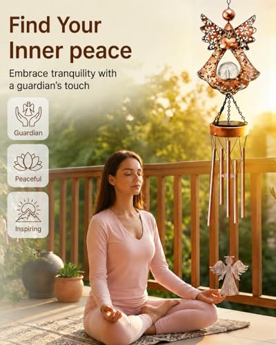 41" Large Angel Solar Wind Chimes for Outside