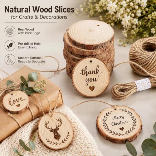 30Pcs Natural Wood Slices (30 Count)