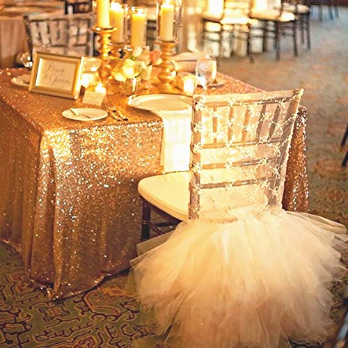 Sequin Tablecloth 90x156 Inch Gold for Wedding Party