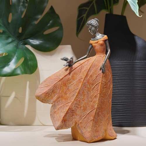Fairy Statue Orange Leaf Angel Girls Fall Decor