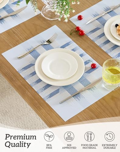 Geometric Print Blue Placemats Set of 8 (2.75 Count)