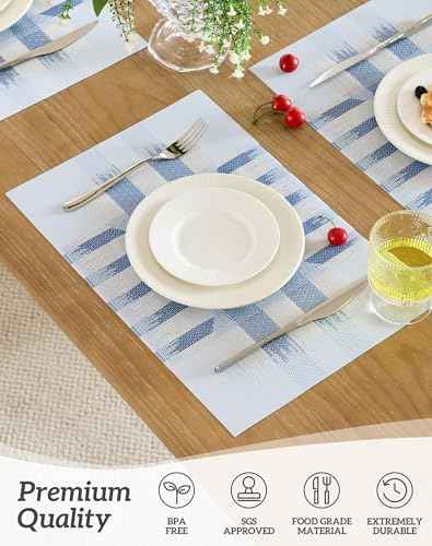 Geometric Print Blue Placemats Set of 12 (2.5 Count)