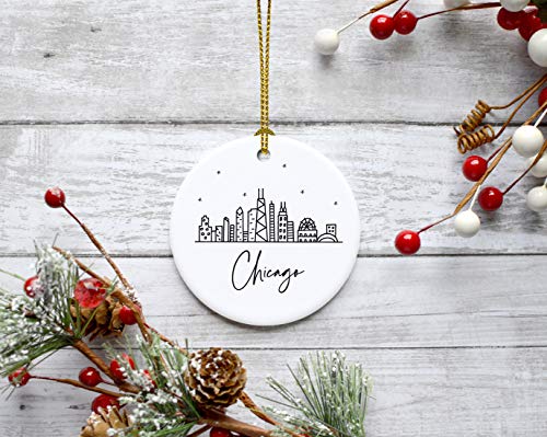 Round Ceramic Porcelain Christmas Tree Ornament Keepsake