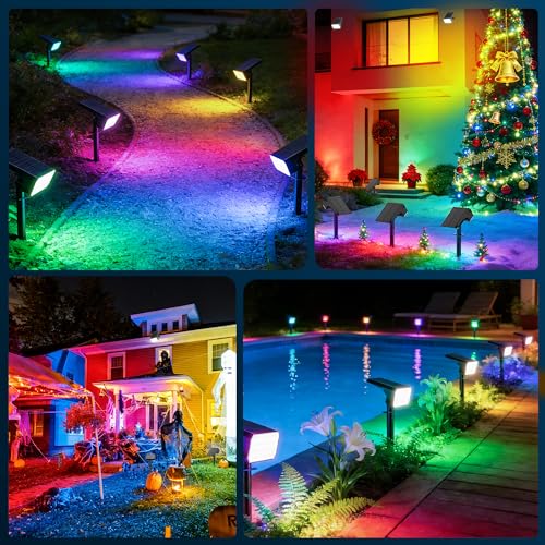 Solar Spot Lights Outdoor Color Changing (8 Count)