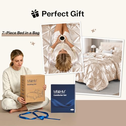 Satin King Size Comforter Set Beige