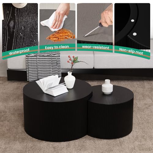 Round Nesting Coffee Table for Small Spaces