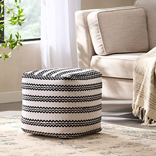 Boho Handmade Fabric Cube Pouf Ottoman Foot Stool