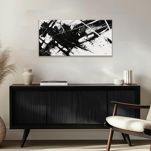 Abstract Black And White Wall Art Canvas Art Wall Decor 20" X 40"