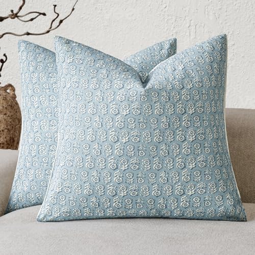 Decorative Floral Print Throw Pillow Covers 18×18 Inch (2 Count)