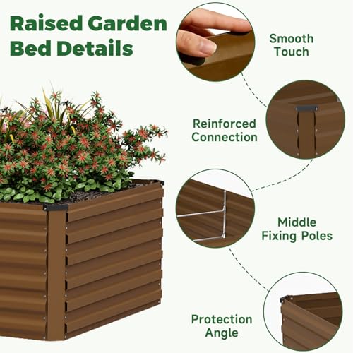 8x4x3ft Outdoor Metal Raised Garden Bed