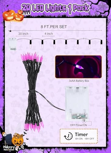 Orange and Purple Battery Operated Christmas String Lights