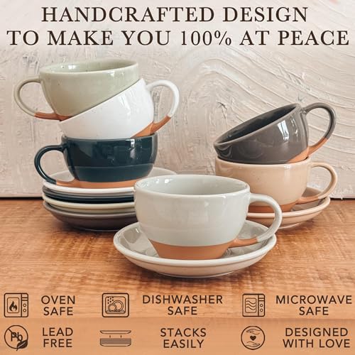 Ceramic Latte Art Mug With Saucer