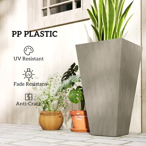 28 in Tall Planters for Outdoor Plants with Drainage Holes (3 Count)