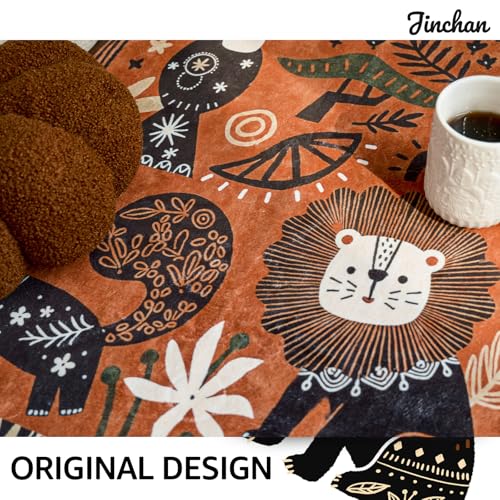 2x3 Cute Area Rug Kids Washable Fun Rug Terracotta Boho Jungle Mat (6 Sq Ft)