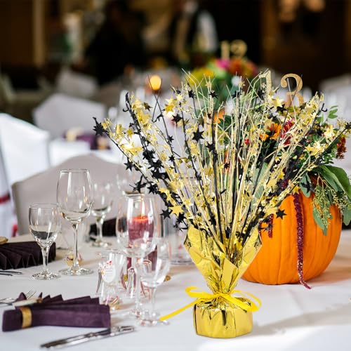 18 Pcs Black Gold Foil Spray Centerpiece Table Decoration for Party (18 Count)