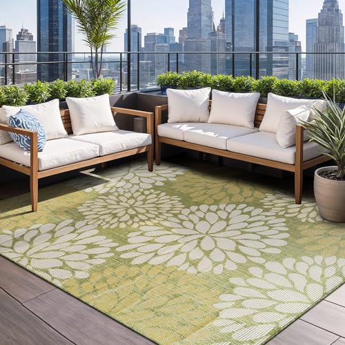 Outdoor Rug 5x7 Modern Exotic Tropical Leaf Area Rugs for Indoor and Outdoor Patio Deck Porch Garden Water Resistant Washable Outside Carpet