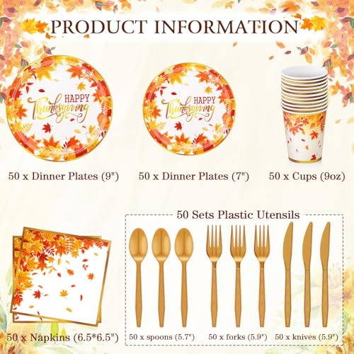 350Pcs Thanksgiving Disposable Tableware Paper Plate (350 Count)
