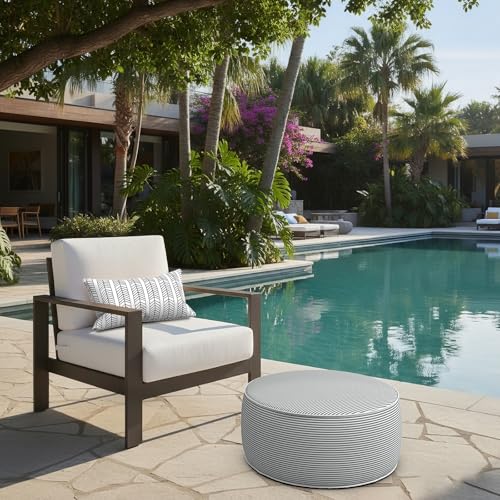Indoor Outdoor Inflatable Ottoman with Handle D21 x H9 Inch