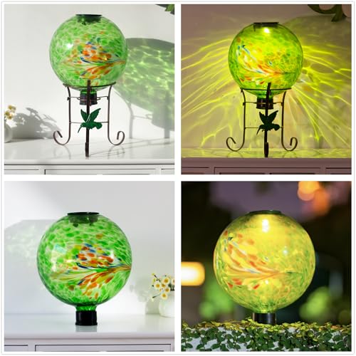 10 Inch Solar Glass Gazing Ball with 9.4" H Metal Stand