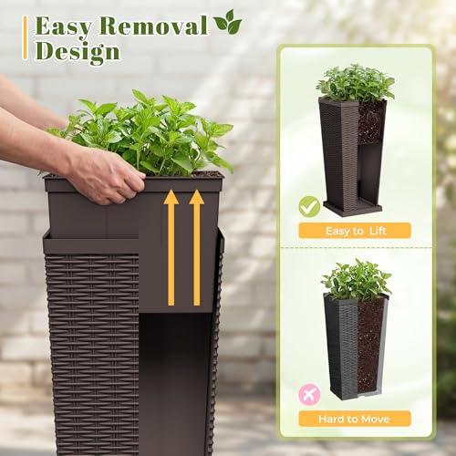 24" Front Porch Resin Rattan Tall Planters 2 Pack (2 Count)