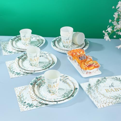 168 PCS Sage Green Baby Shower Decorations Neutral (168 Count)